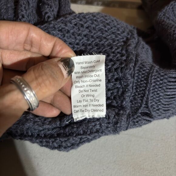 Cabi Drape Open Front Knit Short Sleeve Asymmetric Hem Boho Cardigan Gray Medium - Picture 10 of 12